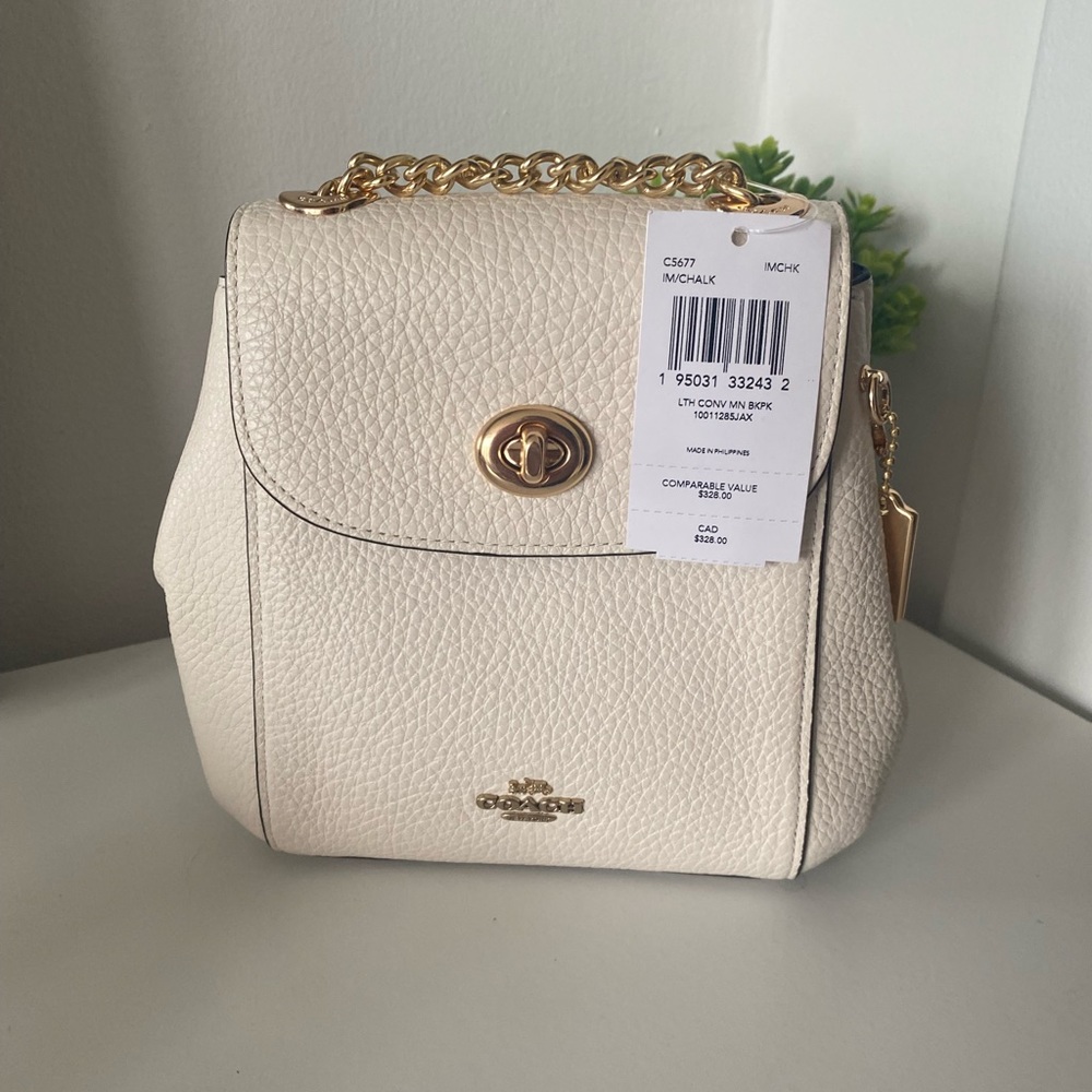 Coach Convertible Mini Backpack NWT RARE White